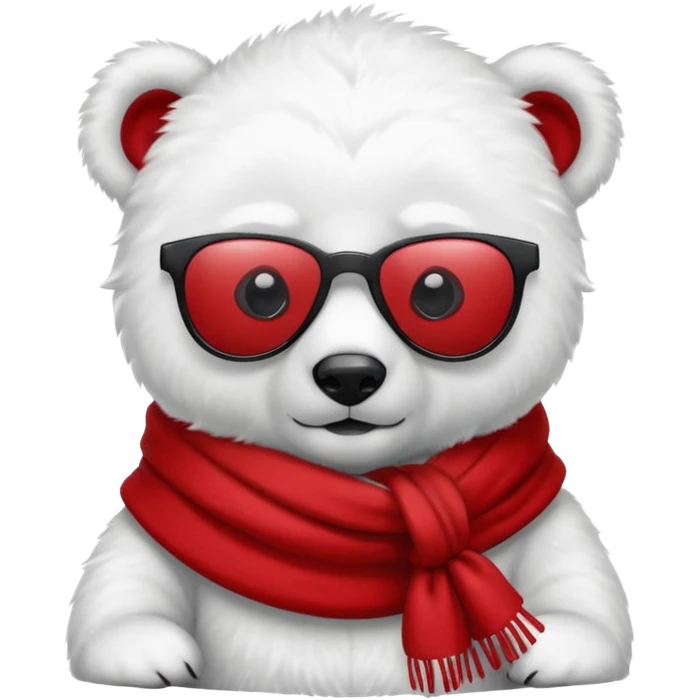 baby polar bear wear black sunglasses, red scraft emoji