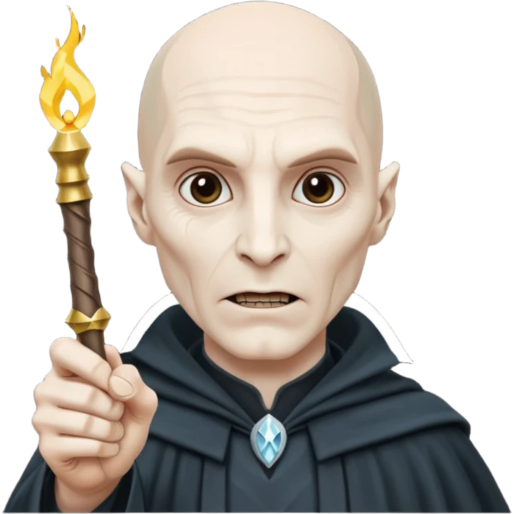 Voldemort saying avadakadevra pointing a wand emoji