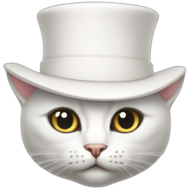 White cat with cup hat emoji
