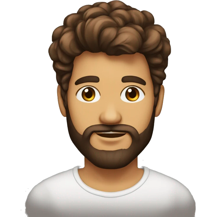Garcon brun cheveux court dégradé et barbe courte yeux marron emoji