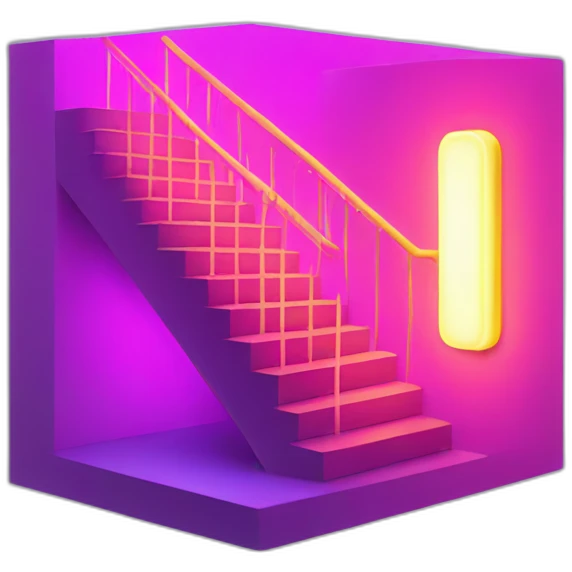 a stair with neon effect emoji