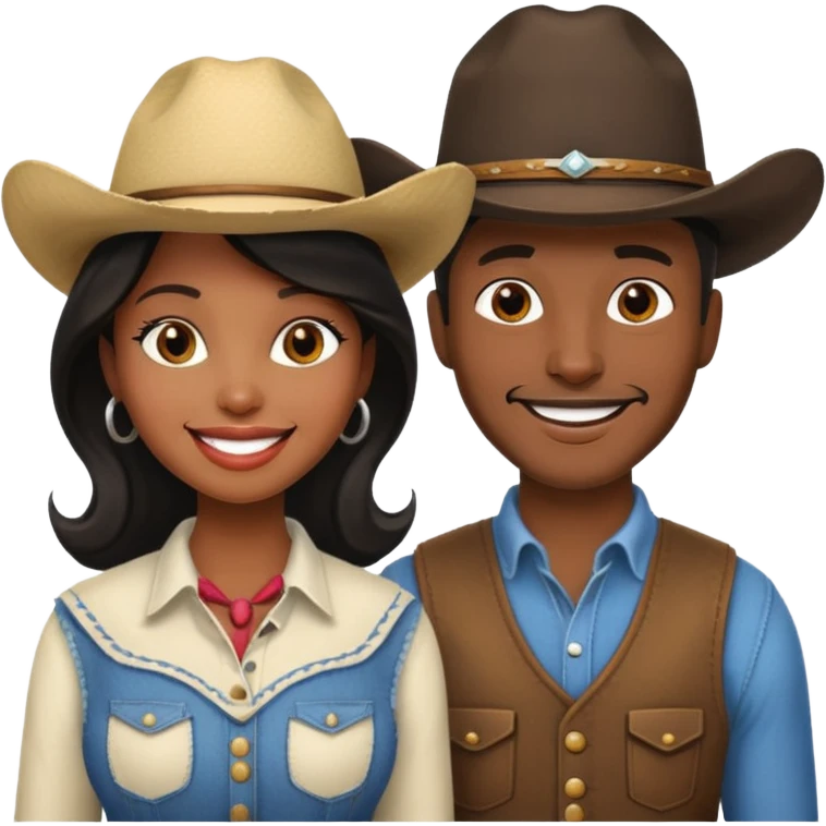 White cow boy and black lady emoji