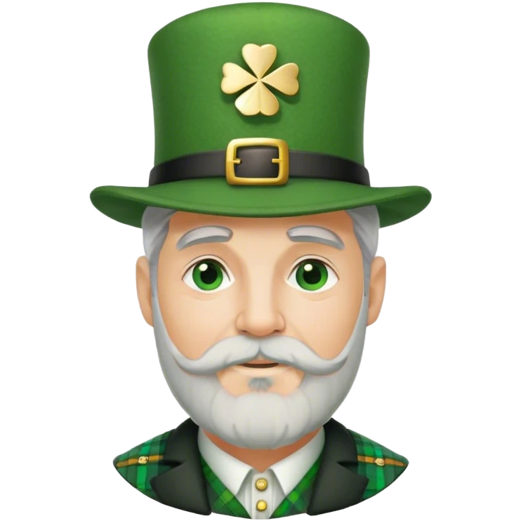 Tall grey haired man with goatee wearing a green peaky hat and kilt st. Patrick’s Day emoji