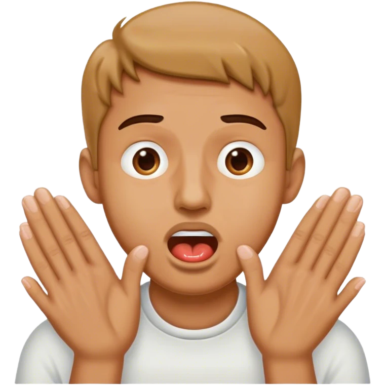 A guy with hold his hands out, drooling from the mouth in hunger  emoji