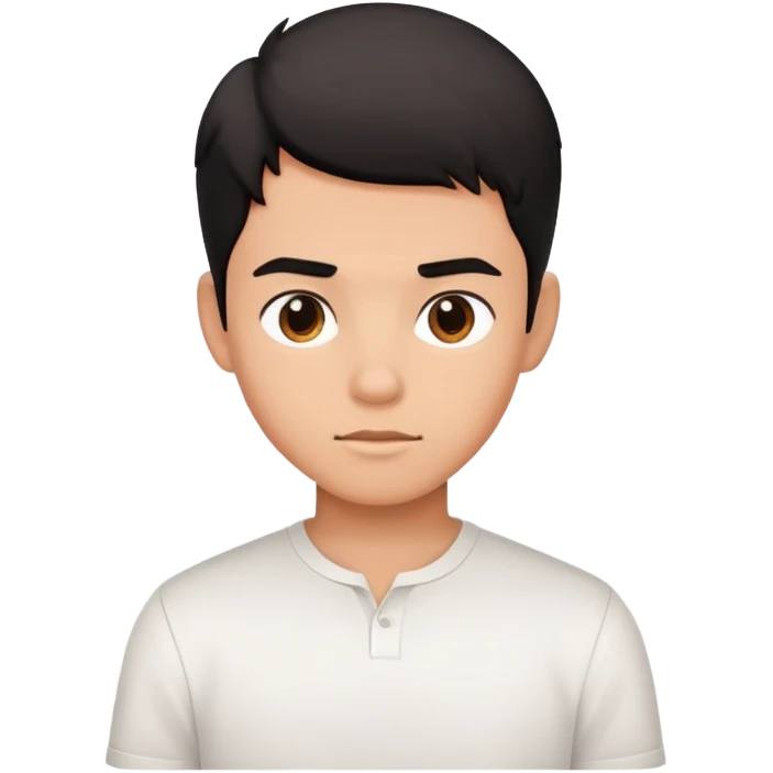 A young handsome black-haired boy in a white shirt emoji