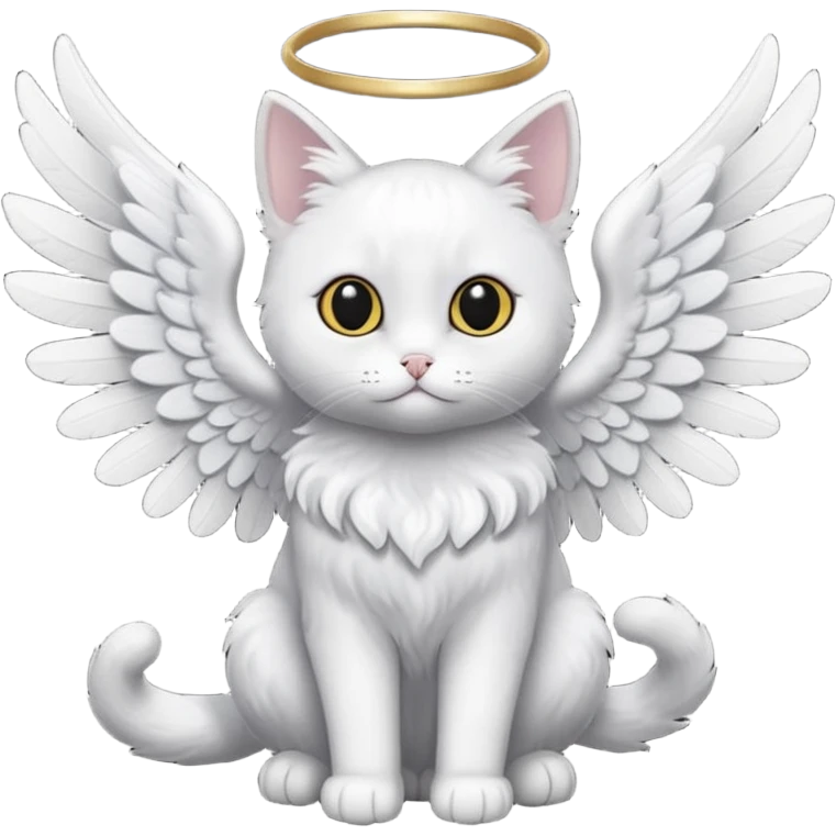 a black cat with white angel wings emoji