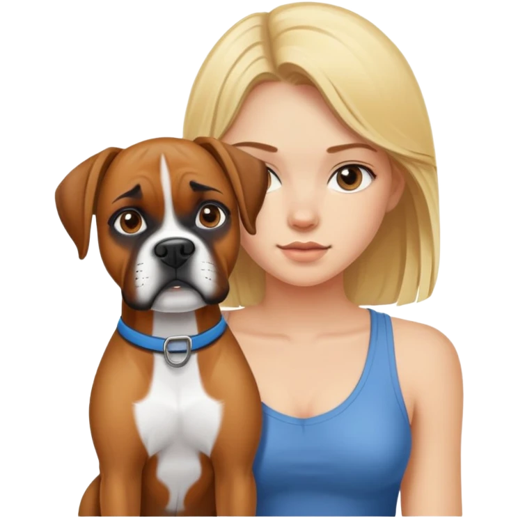 Blonde girl with boxer dog emoji