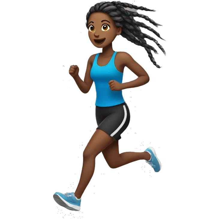 Black woman running with braids emoji