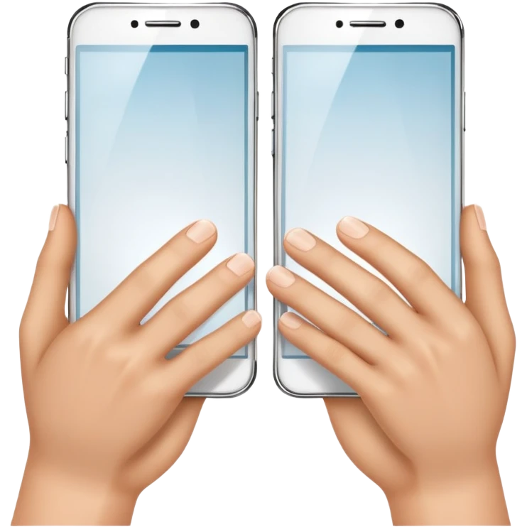 hands holding a transparent glass smartphone emoji