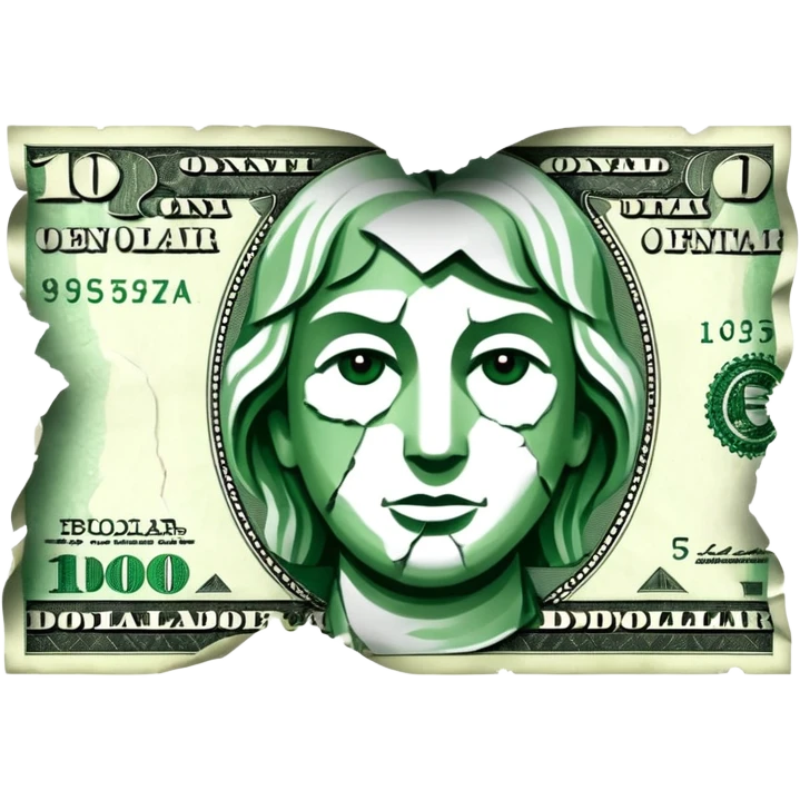 damaged one dollar billone dollar bill emoji