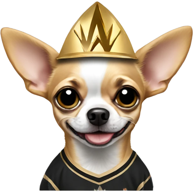 Chihuahua wearing Vegas golden knights shirt emoji