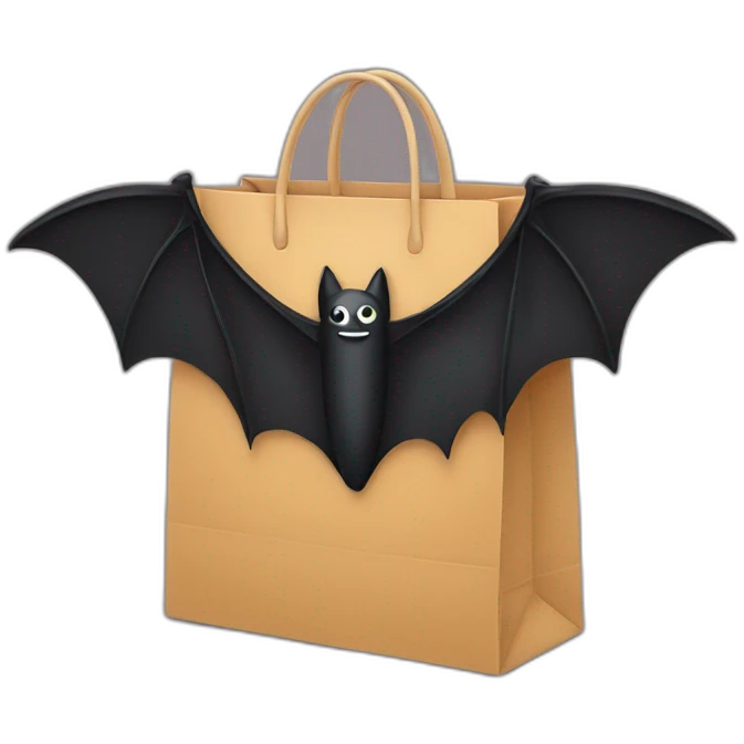 shopping bag with bat wings emoji