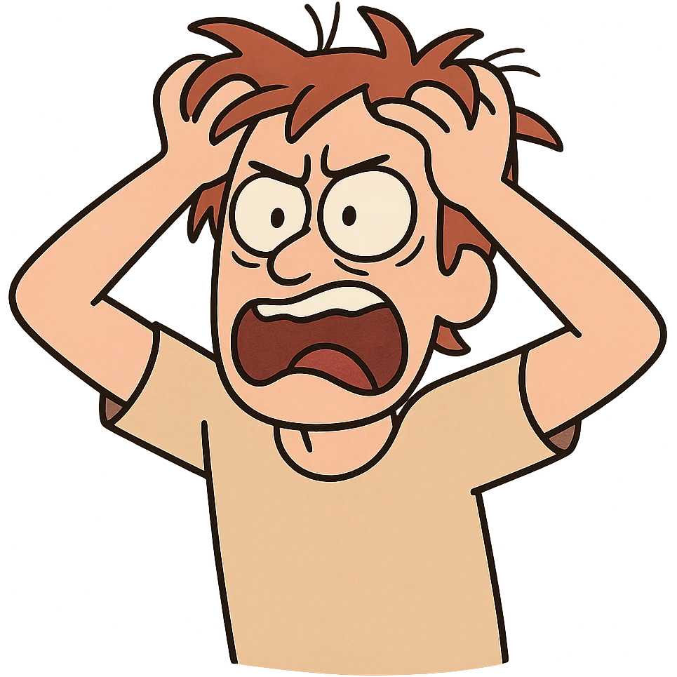 a person pulling their hair in desperation, cartoon style emoji
