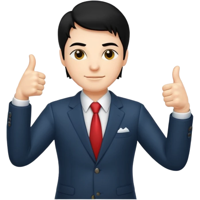 Boss with thumbs up black hair emoji