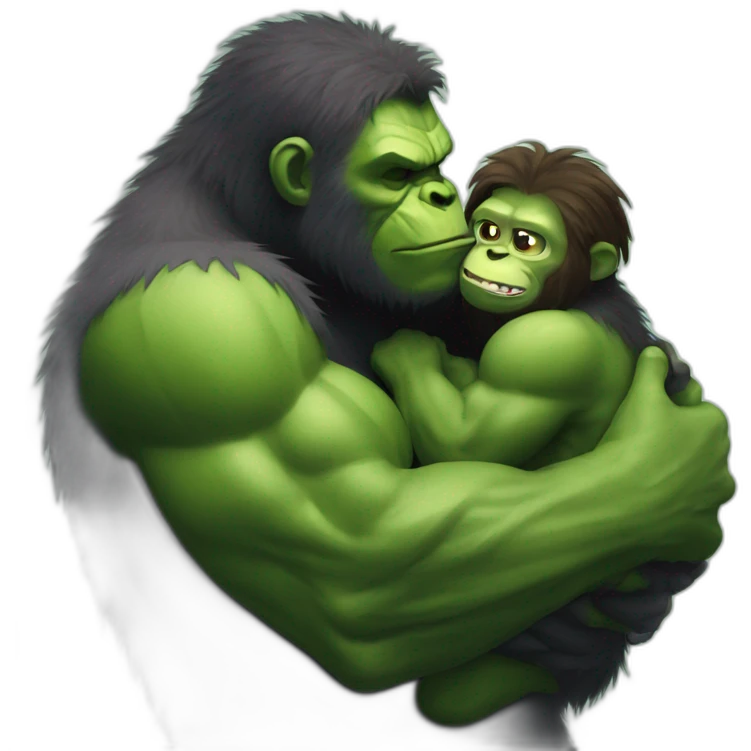 Ape hugging hulk emoji