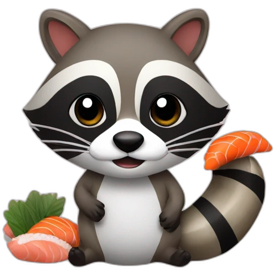 raccoon and sushi emoji
