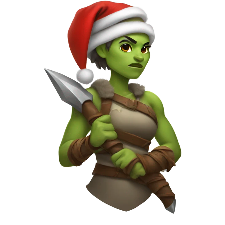 orc female warrior with santa hat emoji