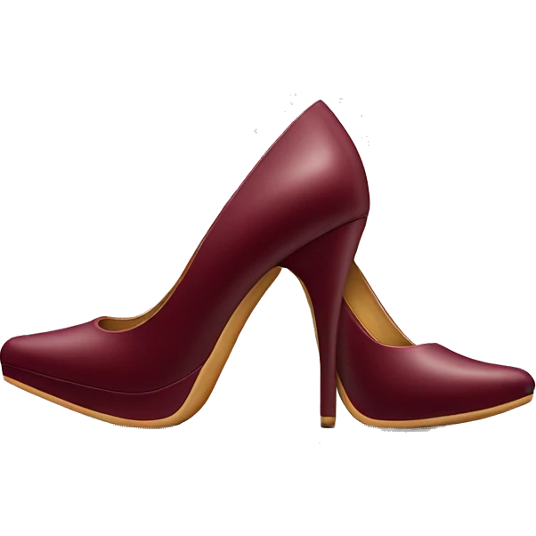 Realistic isolated pair of burgundy pointed toe high heel shoes emoji