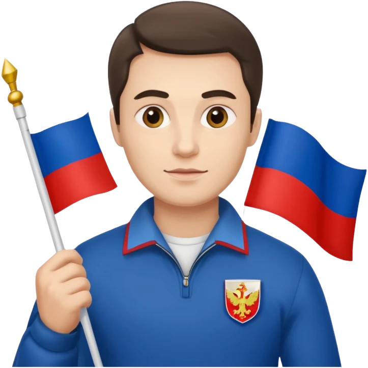 realistic man with russian flag in hand emoji