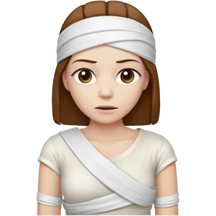 Mummy, his clothes:white T-shirt, brown hair emoji