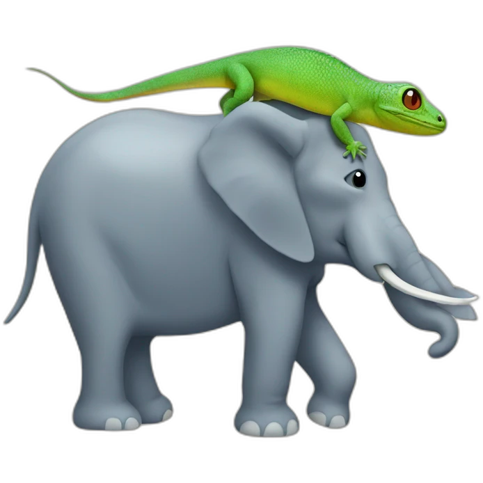 a lizard on an elephant emoji