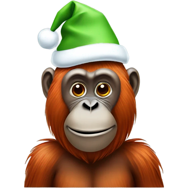 Orangutan wearing Christmas hat  emoji