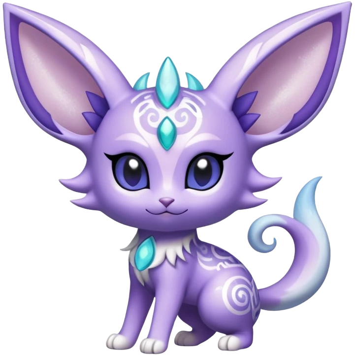 Shiny Exotic Cute Adorable Majestic Ethereal Sparkly Espeon-Meowstic-Hybrid-Creature with pattern-markings emoji