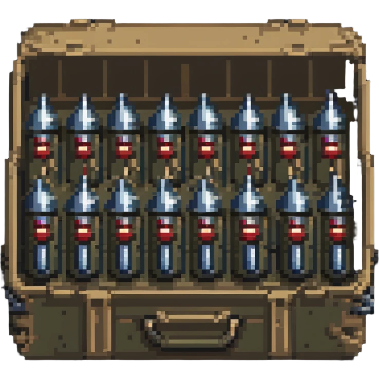 A big long military box filled with long war rockets emoji