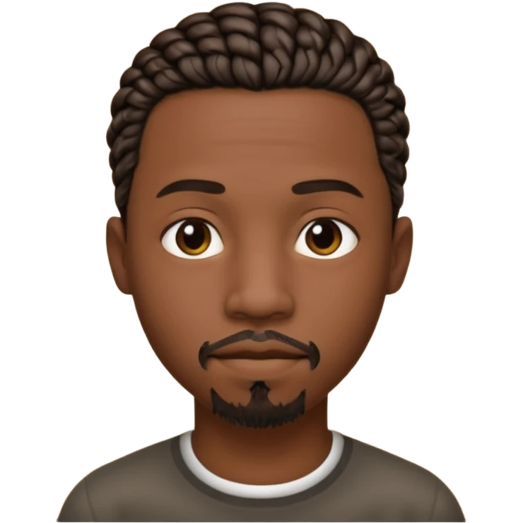 Hazme un emoji de un hombre negro con trenzas cortas (pero un poco largas) y una pequeña perilla sin bigote emoji