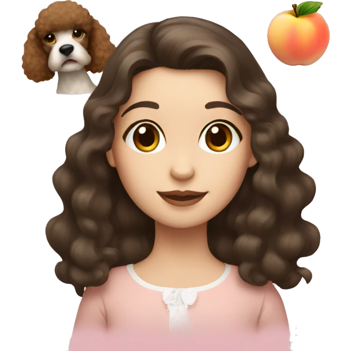 Brunette girl is pale with a peach poodle emoji