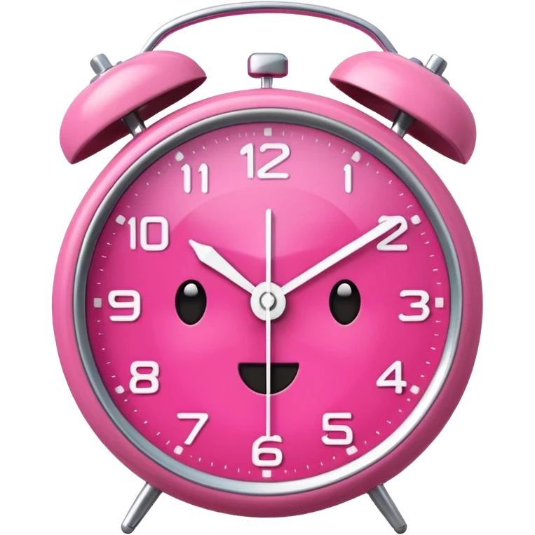 pink alarm clock with the white face emoji