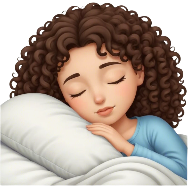 brunette girl  curly sleeping cozy  emoji