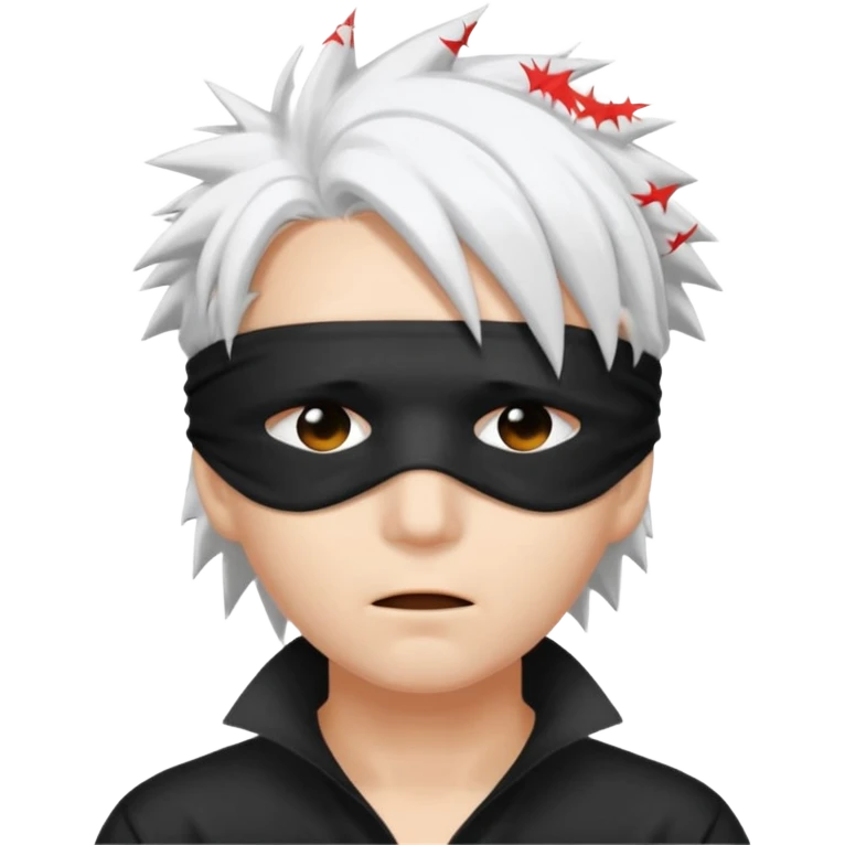 a person with a blinfold covering their eyes and spiky white hair emoji