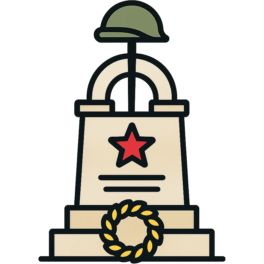 stylized war monument in Malta, clean lines, sober colors, military iconography, light background emoji