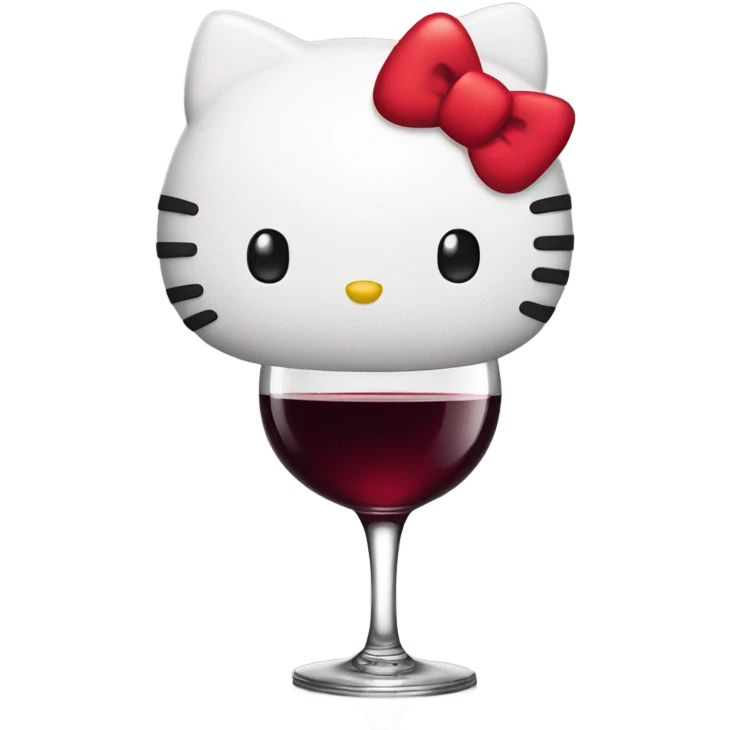 Hello Kitty drinking red wine emoji