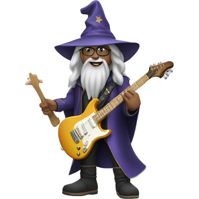 Wizard rocking an electric guitar emoji