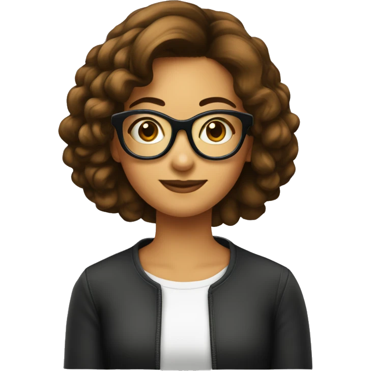 Fille a lunettes cheveux lisses brun mi-court emoji