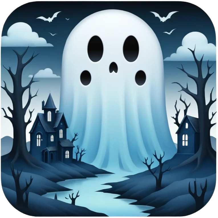 Ghostly Pastel Dark Dull Black Blue White Spectral Gloomy Dusky Dystopian Apocalyptic Aesthetic Scenery Deco emoji