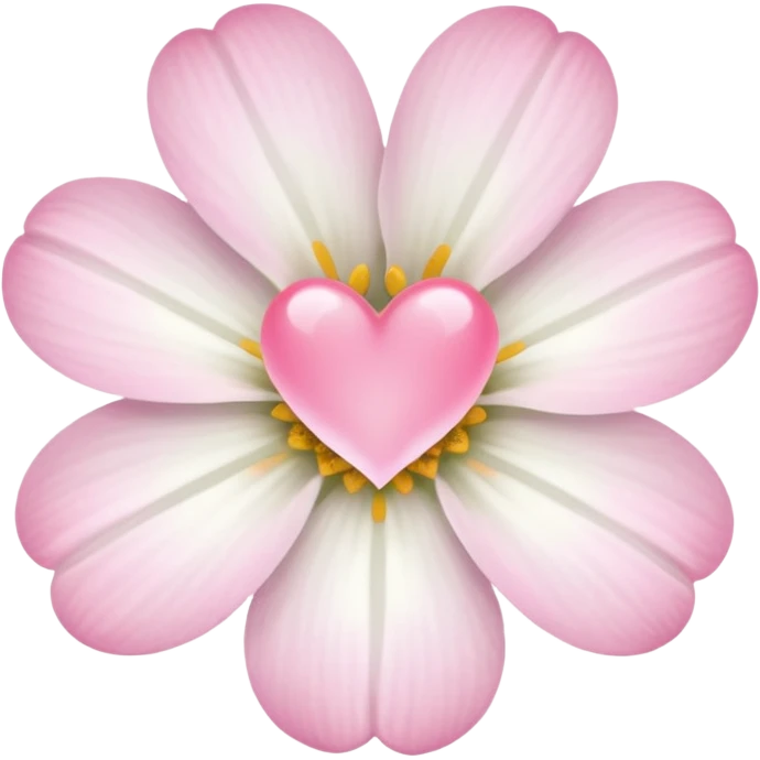 white flower with mini pink heart center emoji