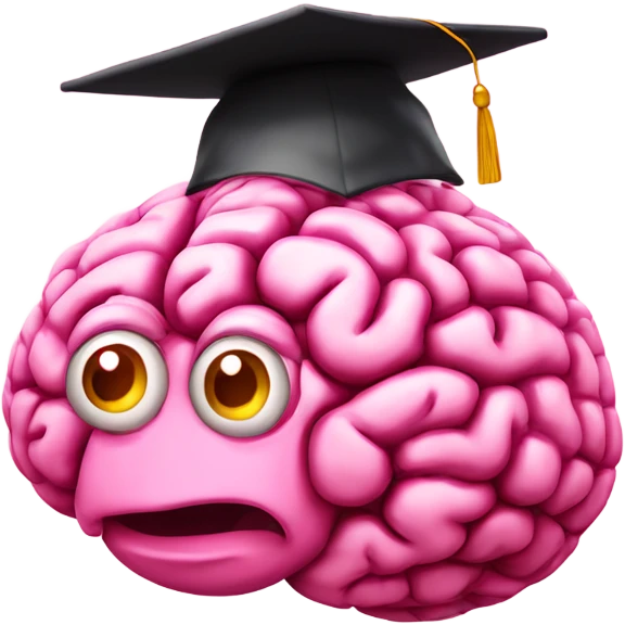 pink brain in a pink graduation hat, do not put face or eyes on brain, all elements must be pink emoji