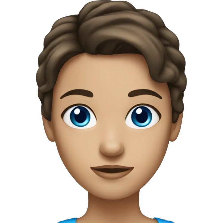 Brunette blue eyed woman emoji