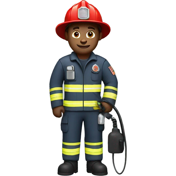 Firefighter holding a usb cable emoji