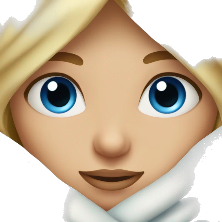 cozy blonde girl in a blanket. blue eyes long eyelashes emoji