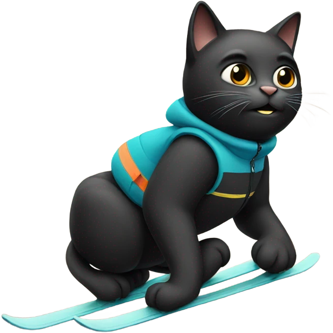 Black cat skiing  emoji