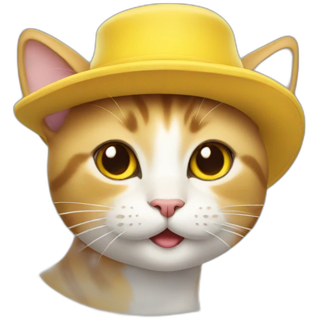 Happy cat with yellow hat emoji