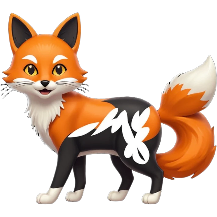 Black cat attack the fox emoji