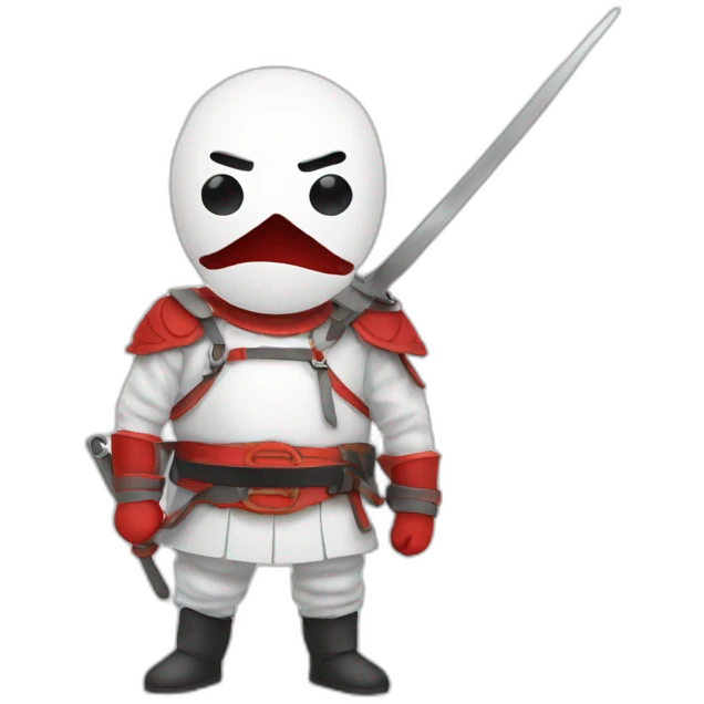 Bonhomme avec epee rouge emoji