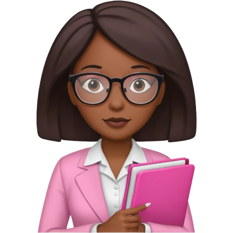 black women accountant holding folder wearing pink and glasses emoji