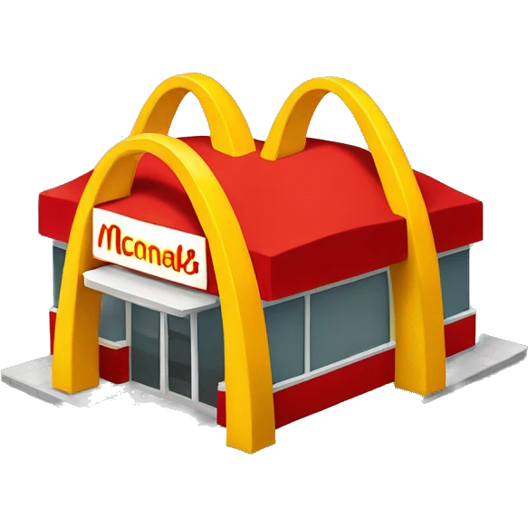 “McDonald’s store with the iconic golden arches, a red and yellow color scheme, and a simple, recognizable design that captures the essence of a fast food restaurant.” emoji