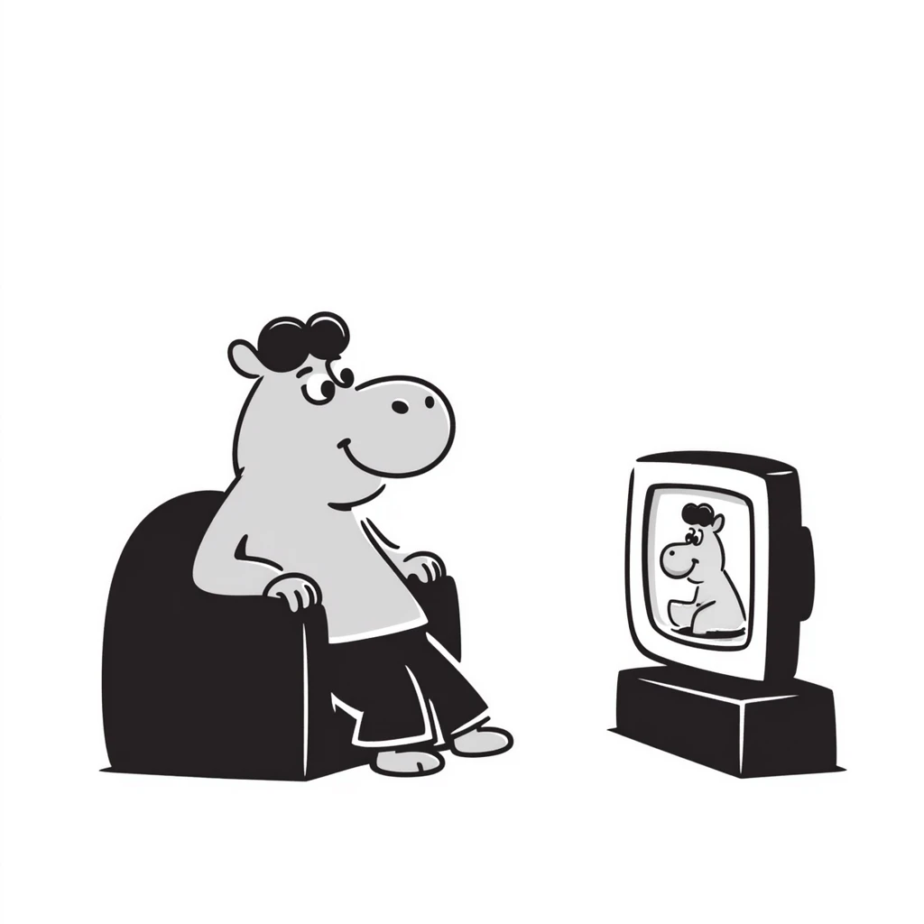 hippo watching TV emoji